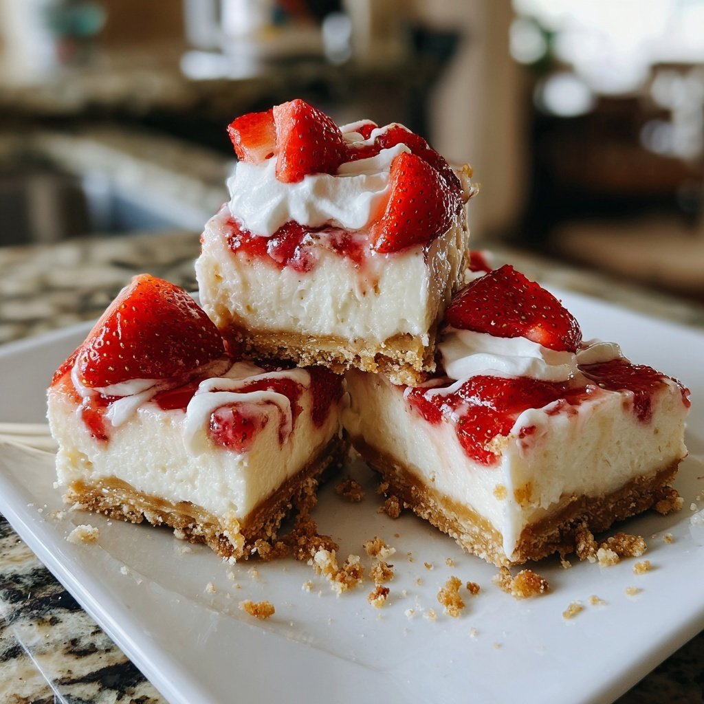 Strawberry Shortcake Cheesecake Bars
