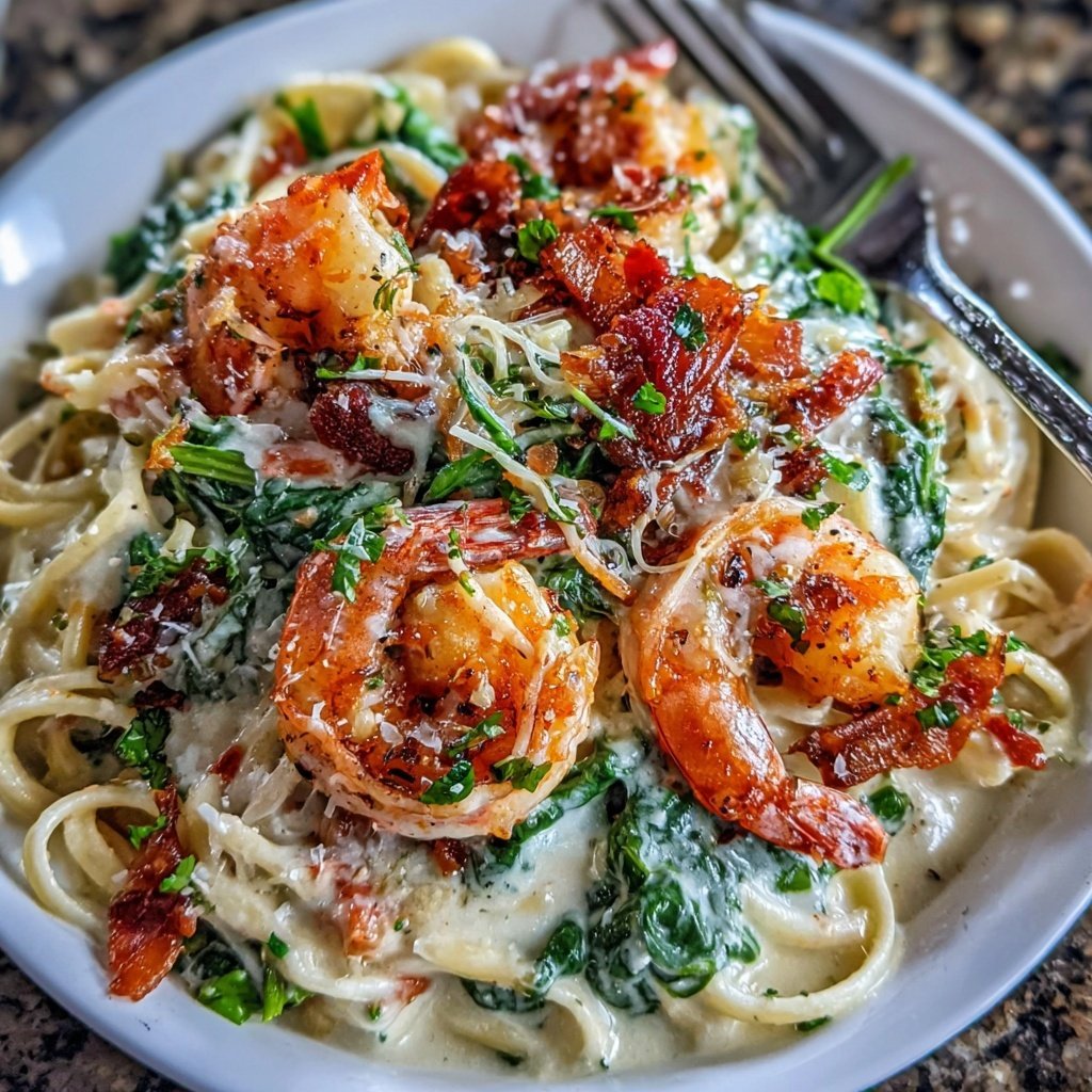 Shrimp Pasta With Spinach And Lemon Cream
